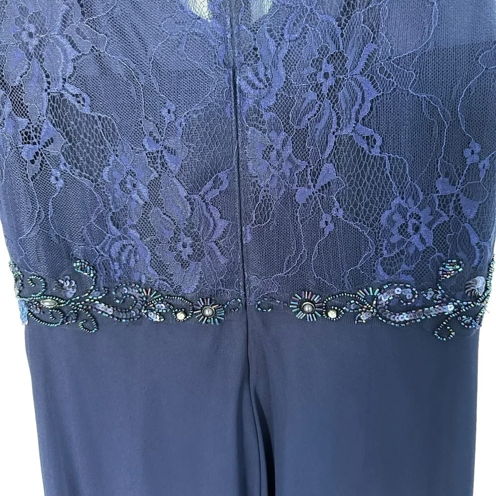 LAURA PETITE ROYAL BLUE V-NECK RHINESTONE DETAIL PROM FORMAL EVENING GOWN SIZE 4 - Picture 16 of 16